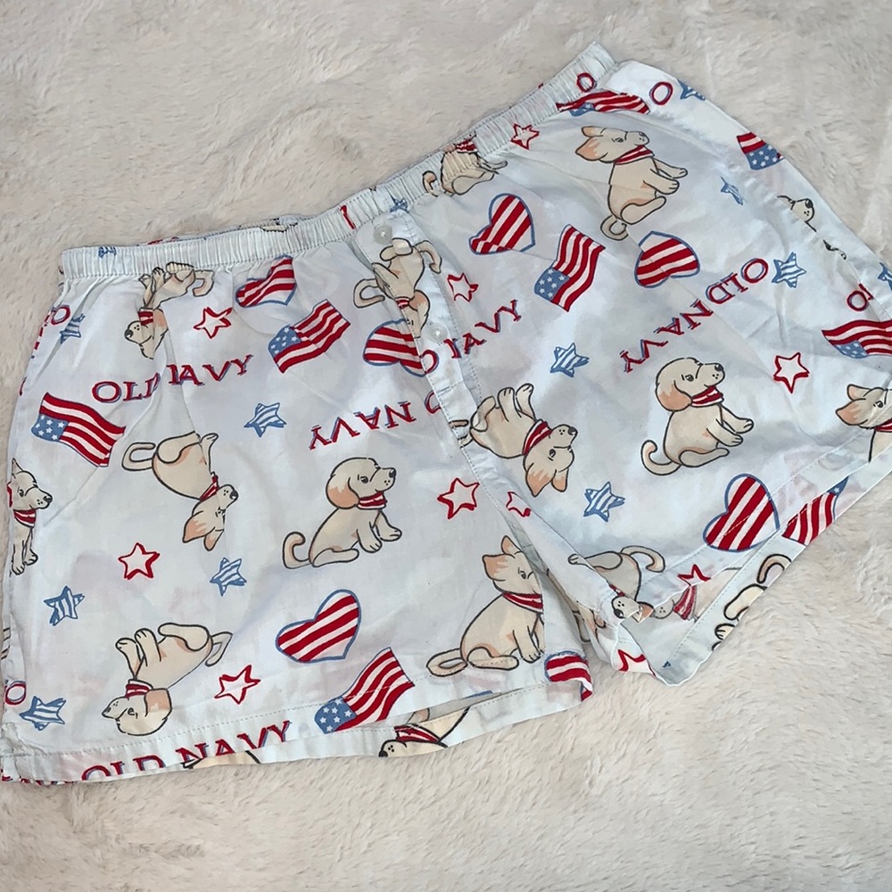 XL Old Navy KIDS Puppy USA patriotic lounge shorts 100% cotton